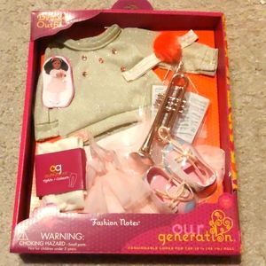 New! Our Generation Deluxe outfit Fashion notes Trumpet instrument